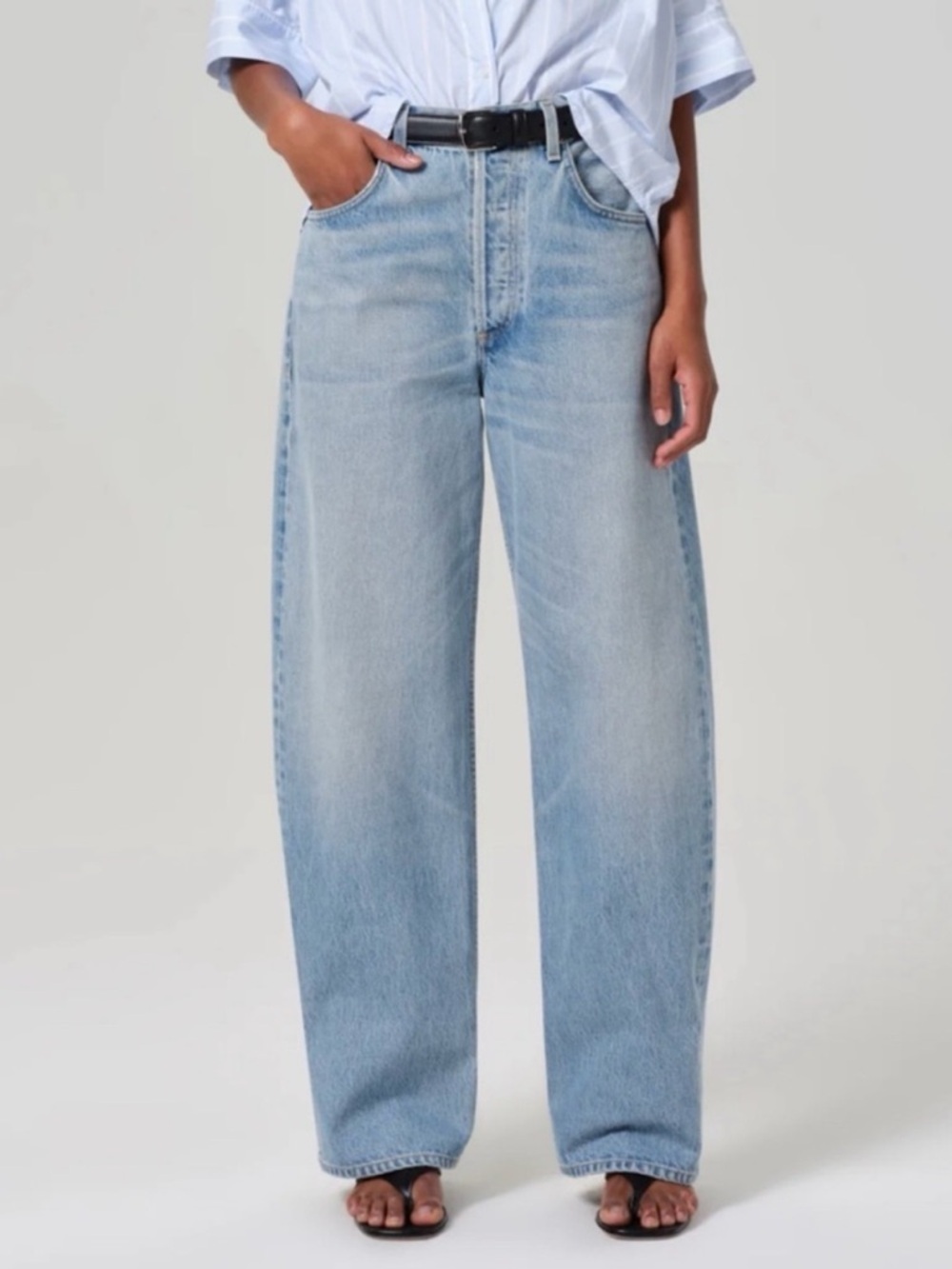 Citizens of Humanity Ayla Baggy Cuffed Crop Wide Leg Jeans Gemini Light Blue 28 - Picture 14 of 14